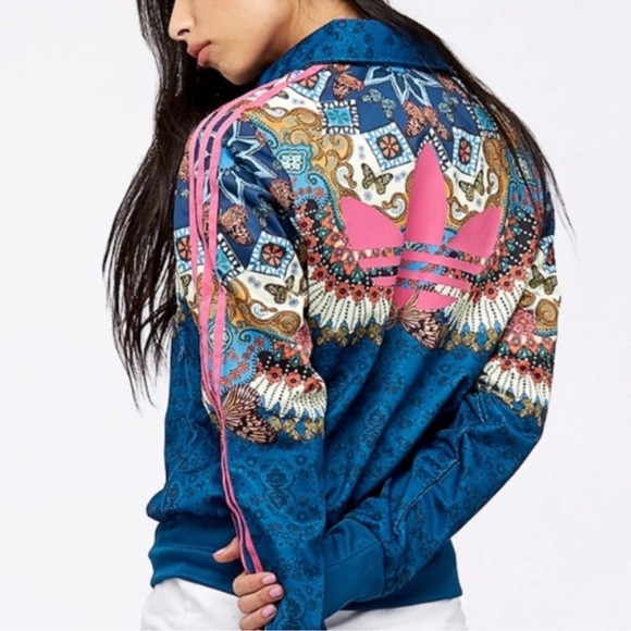 ADIDAS Originals x Farm Rio Butterfly Mosaic Track Zip Jacket women size Large - Picture 2 of 12